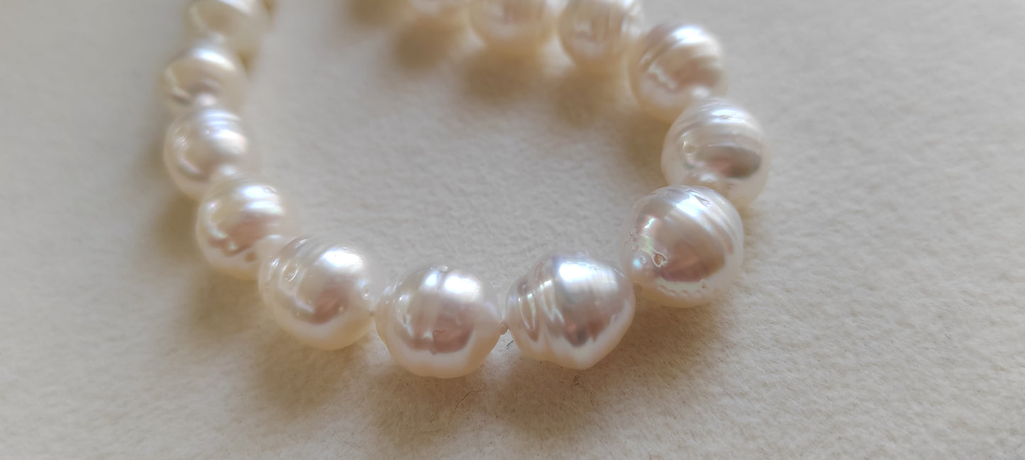 8.6-10.7mm Genuine south sea white pearls baroque necklace