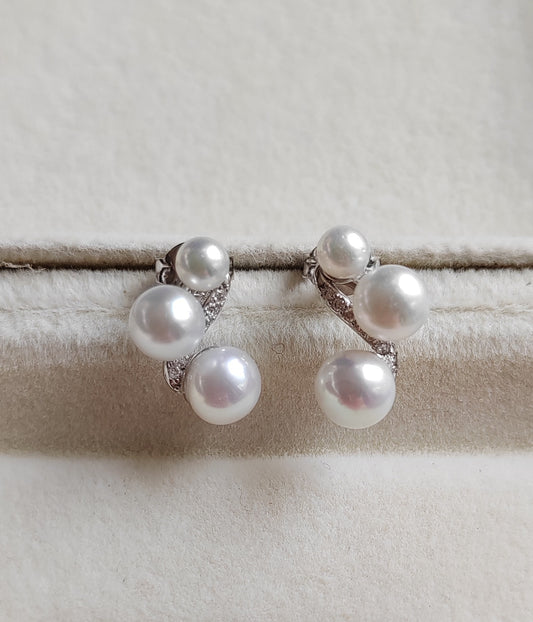 3.8-5.9mm Genuine freshwater pearls classic earrings sterling silver
