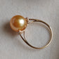 10.9mm Genuine golden south sea pearl 18k gold solitaire ring