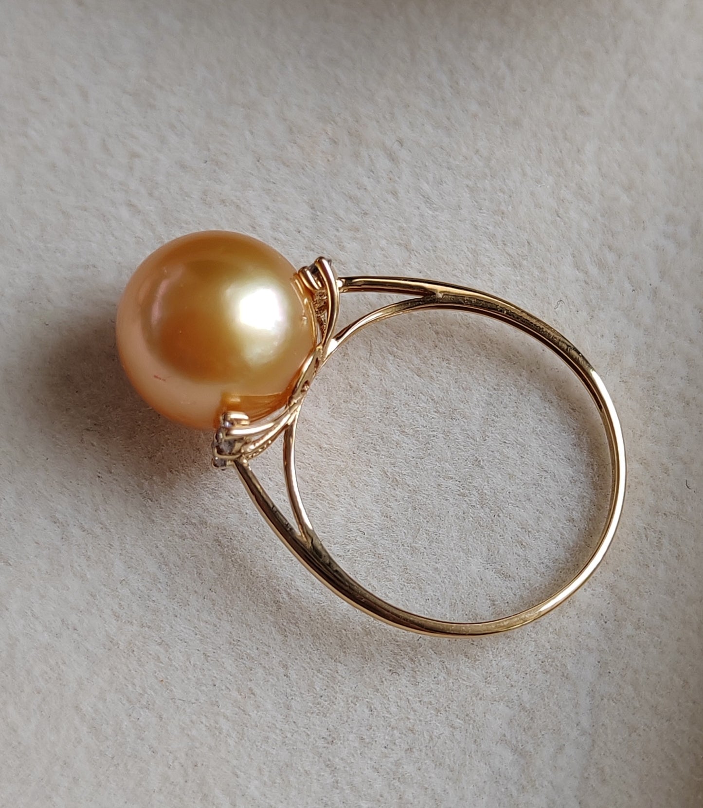 10.9mm Genuine golden south sea pearl 18k gold solitaire ring