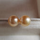 10mm Genuine golden south sea pearls Essential earrings studs 14k gold