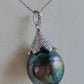 13.3mm Genuine tahitian south sea pearl pendant with chain necklace
