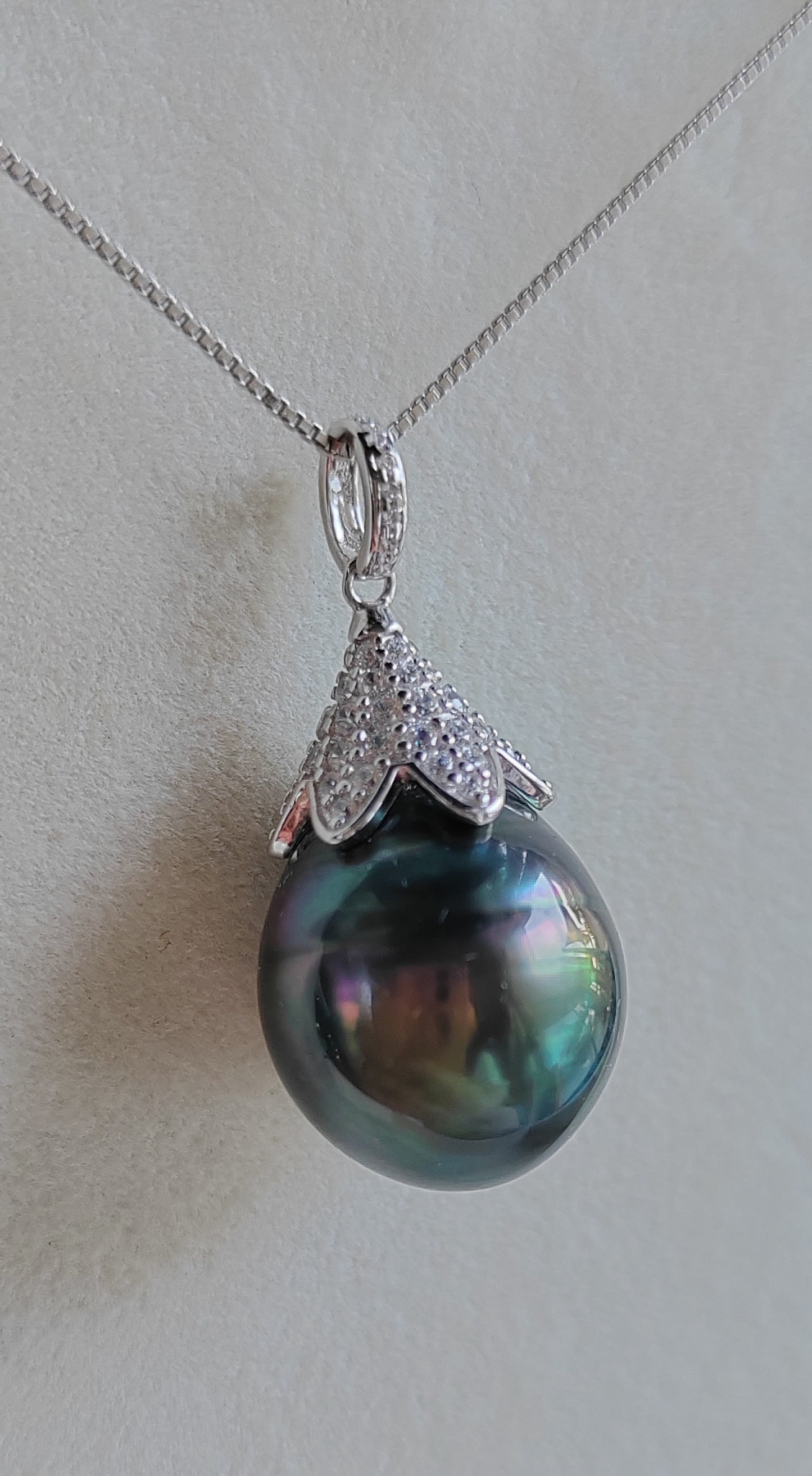 13.3mm Genuine tahitian south sea pearl pendant with chain necklace