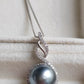 'Silver bird' necklace genuine tahitian south sea pearl 10mm