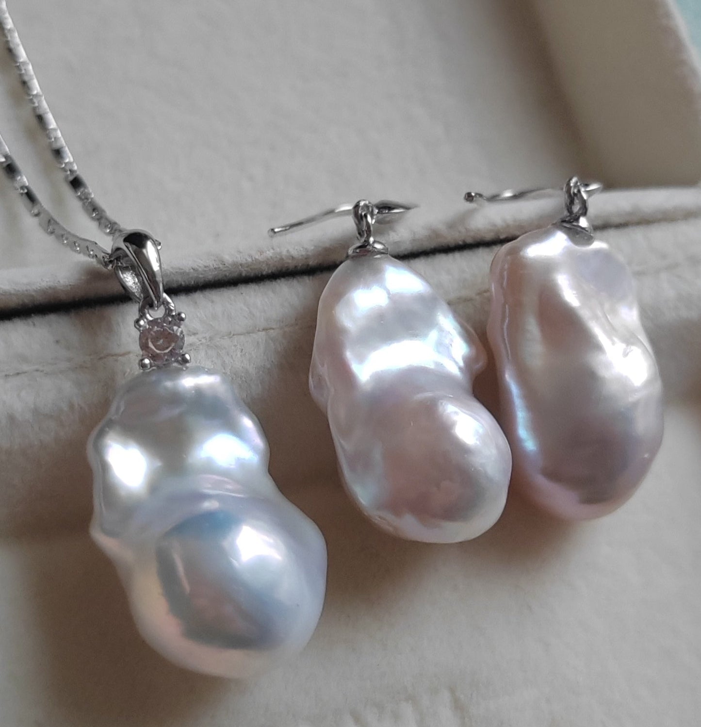 Classic baroque jewelry set Genuine freshwater pearl 12-13mm x20mm