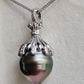 16.3x20mm Genuine tahitian sea pearl enhancer necklace silver