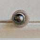 'Moon' ring genuine tahitian pearl 9.4mm