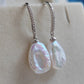 10.8mm Genuine freshwater Keshi pearls classic dangling earrings