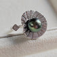 'Green lotus' adjustable ring genuine tahitian south sea pearl 9.3mm