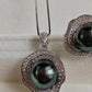 'Black Rose' jewelry set Genuine tahitian sea pearls 7.8-8.9mm