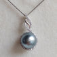 'Silver bird' necklace genuine tahitian south sea pearl 10mm