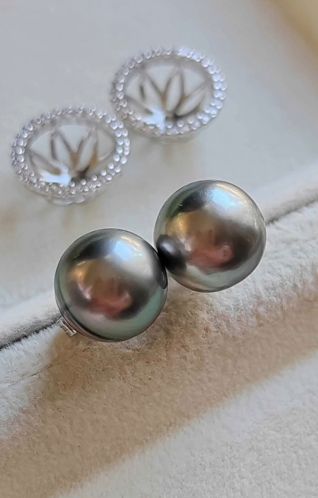 10.1mm Genuine tahitian sea pearls two way earrings