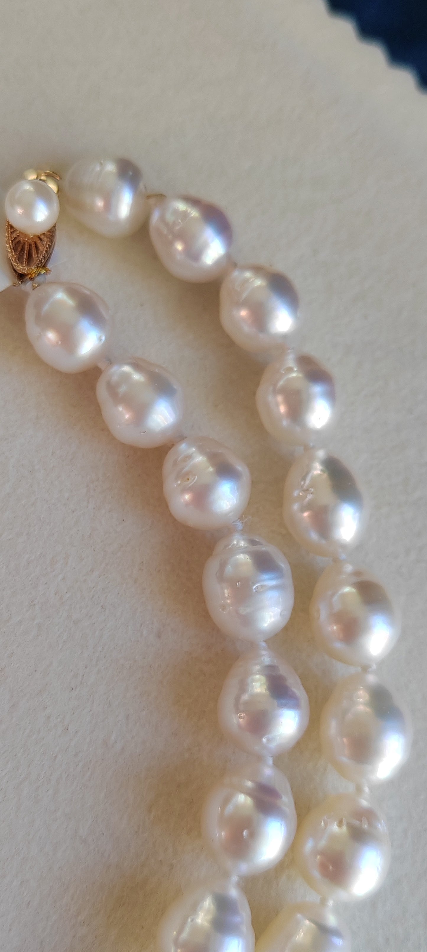 9-10.8mm Genuine Australian south sea white pearls 14k gold necklace