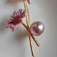 'Pink Lily' brooch genuine freshwater pearl 10.4x11.2mm