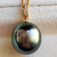 12.95x13.5mm Genuine Tahitian Mangareva pearl 18k gold diamond enhancer/ pendant