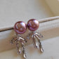 8.9mm Genuine freshwater pearls classic earrings studs silver