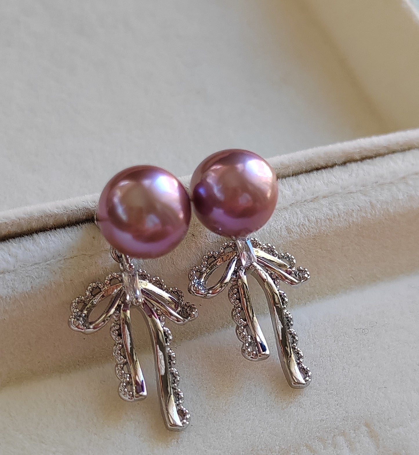 8.9mm Genuine freshwater pearls classic earrings studs silver