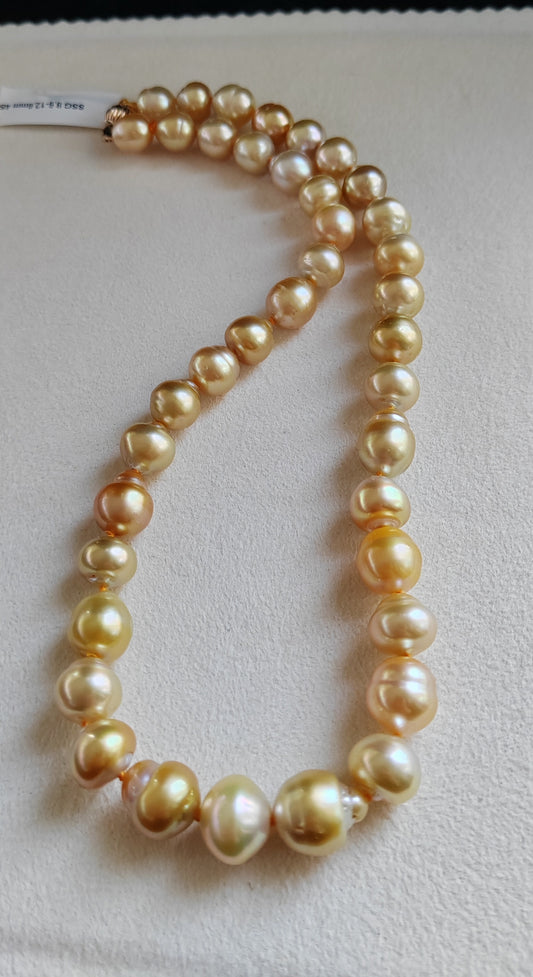 9-12.6mm Genuine golden south sea pearls designer necklace