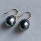 9k gold French hook earrings genuine tahitian south sea pearls 11mm