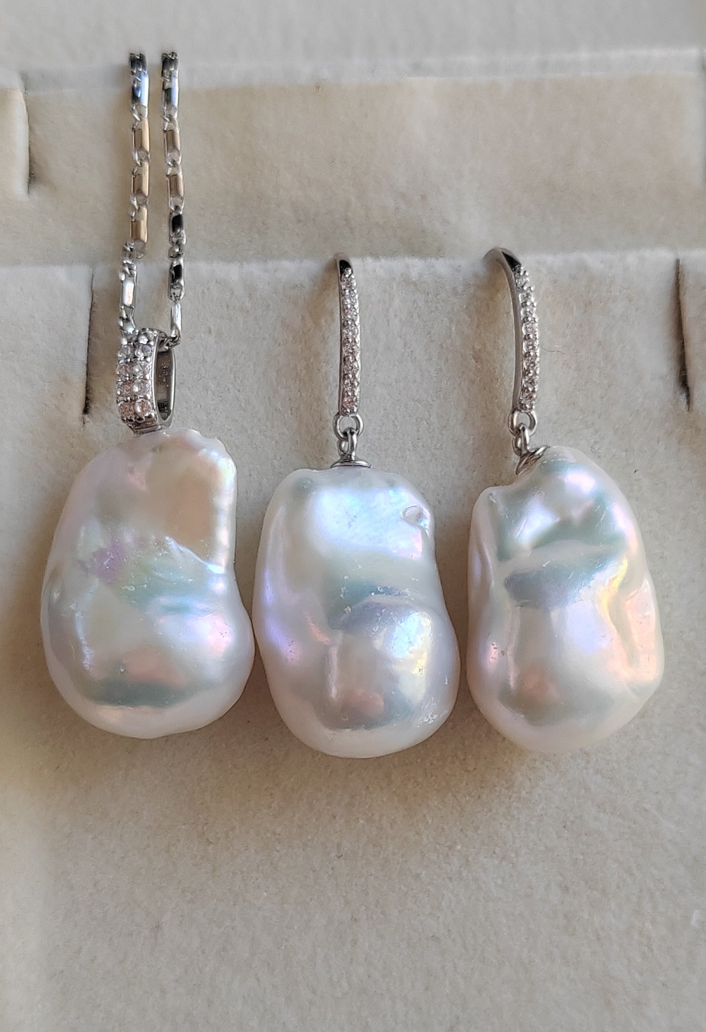 Classic baroque jewellry set Genuine freshwater pearls 13.9-15.2mm