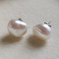 9mm Genuine freshwater Keshi pearls essential earrings studs silver