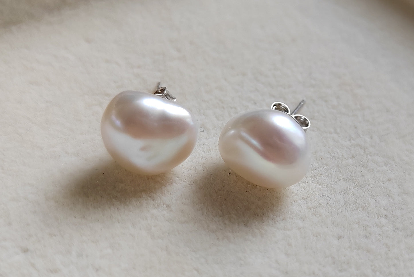 9mm Genuine freshwater Keshi pearls essential earrings studs silver