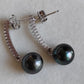 Classic Dangling earrings Genuine tahitian south sea pearl 8.8mm Round