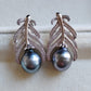 'Blue bird' earrings genuine tahitian south sea pearls 9.7mm