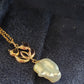 'Wild' Genuine Australian south sea Keshi 'Love cat' 10k necklace