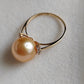 10.9mm Genuine golden south sea pearl 18k gold solitaire ring