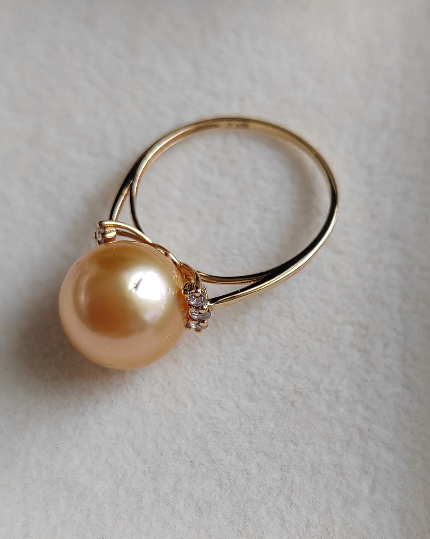 10.9mm Genuine golden south sea pearl 18k gold solitaire ring