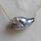 'Wild' 18k gold solitaire necklace Genuine tahitian Keshi pearl 11.2x22mm