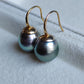 9k gold French hook earrings genuine tahitian south sea pearls 11mm