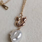 'Wild' Genuine Australian south sea Keshi 'Love cat' 10k necklace