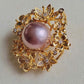 11.8mm Genuine freshwater pearl flower Blossom brooch necklace