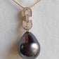 12.6x16mm Genuine tahitian Mangareva pearl 14ct gold pendant