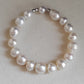 9.4-12.1mm Genuine south sea white pearls classic baroque bracelet