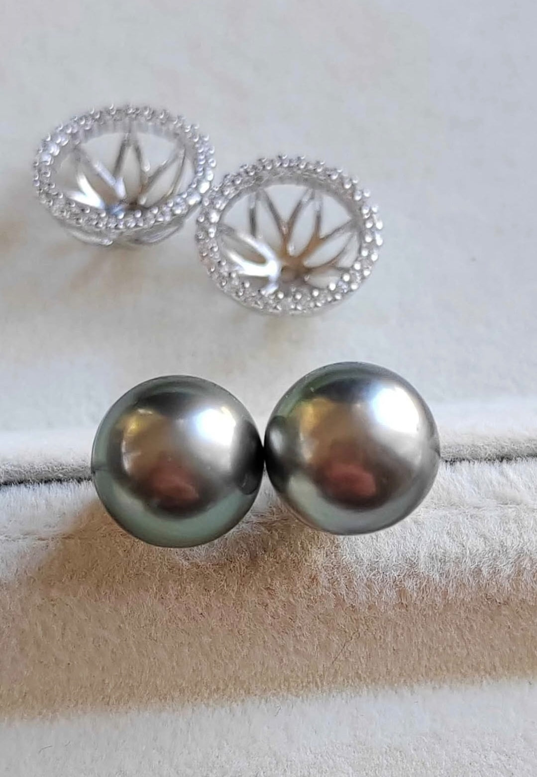 10.1mm Genuine tahitian sea pearls two way earrings