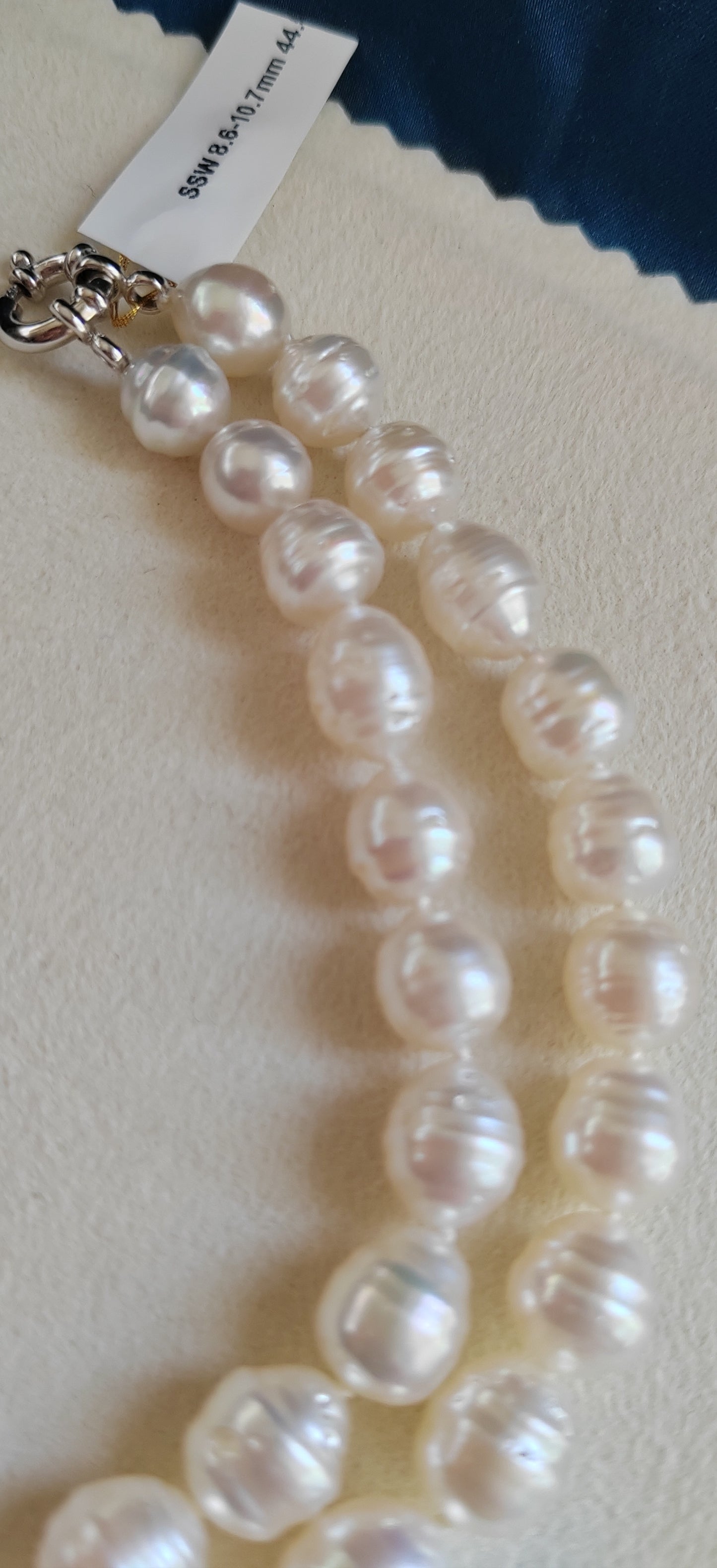 8.6-10.7mm Genuine south sea white pearls baroque necklace