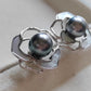 'Silver Camellia' earrings genuine tahitian south sea pearls 8.1mm