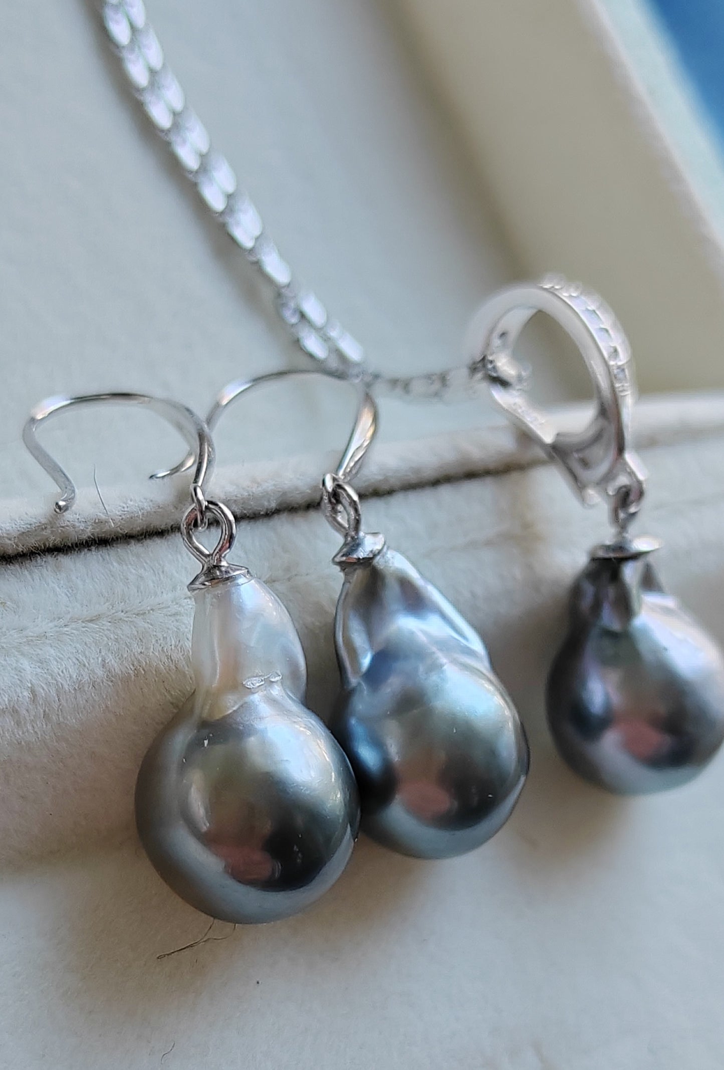 Classic Jewellry set Genuine tahitian sea pearls 10.2-10.4mm