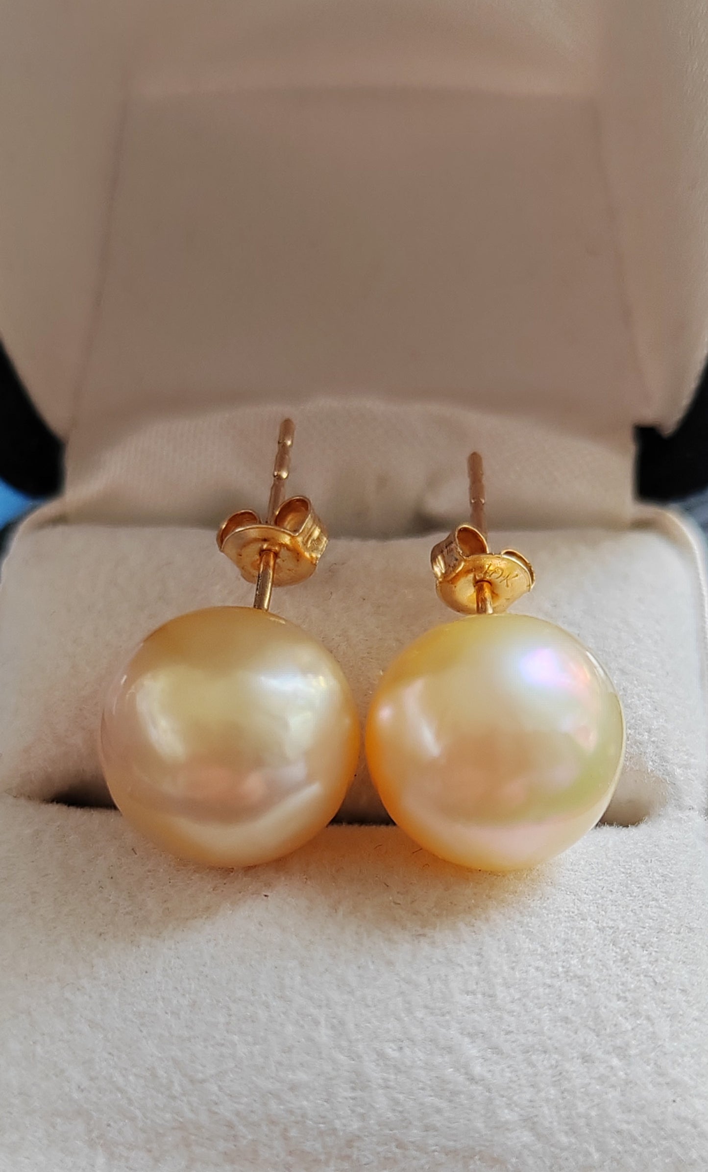 10k gold Essential earrings studs genuine golden south sea pearls 10.2mm