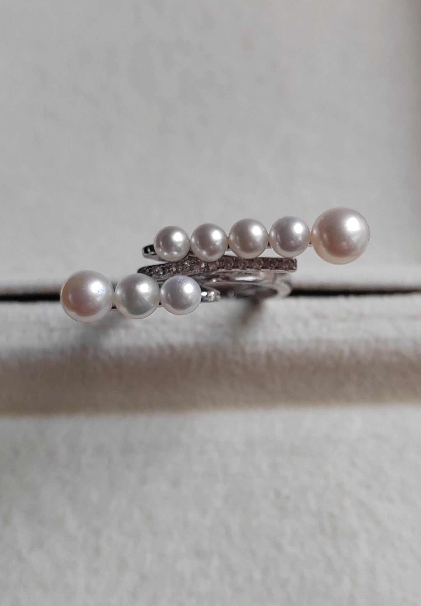 3.8-5.9mm Genuine freshwater pearls adjustable ring silver