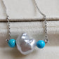 'Wild' Natural Turquoise genuine Australian south sea Keshi pearl necklace