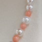 Genuine Japanese akoya pearls and coral necklace 3.3-7.7mm