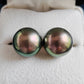 'Vivid Peacock' 14k gold every day earrings studs genuine tahitian south sea pearls 10.2mm