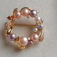 3.5-7.6mm Genuine freshwater pearls multicolour flower brooch