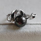 9.3mm Genuine tahitian south sea pearl silver wave ring