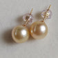 18k gold earring stud genuine golden south sea pearl 9mm