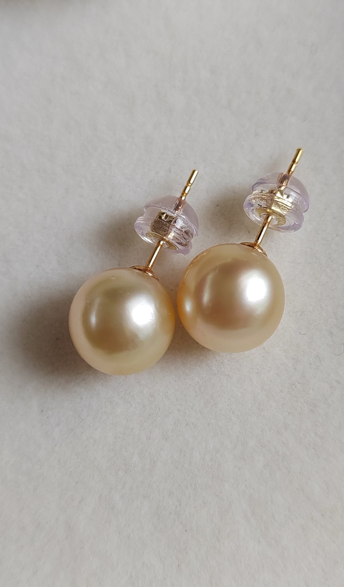 18k gold earring stud genuine golden south sea pearl 9mm